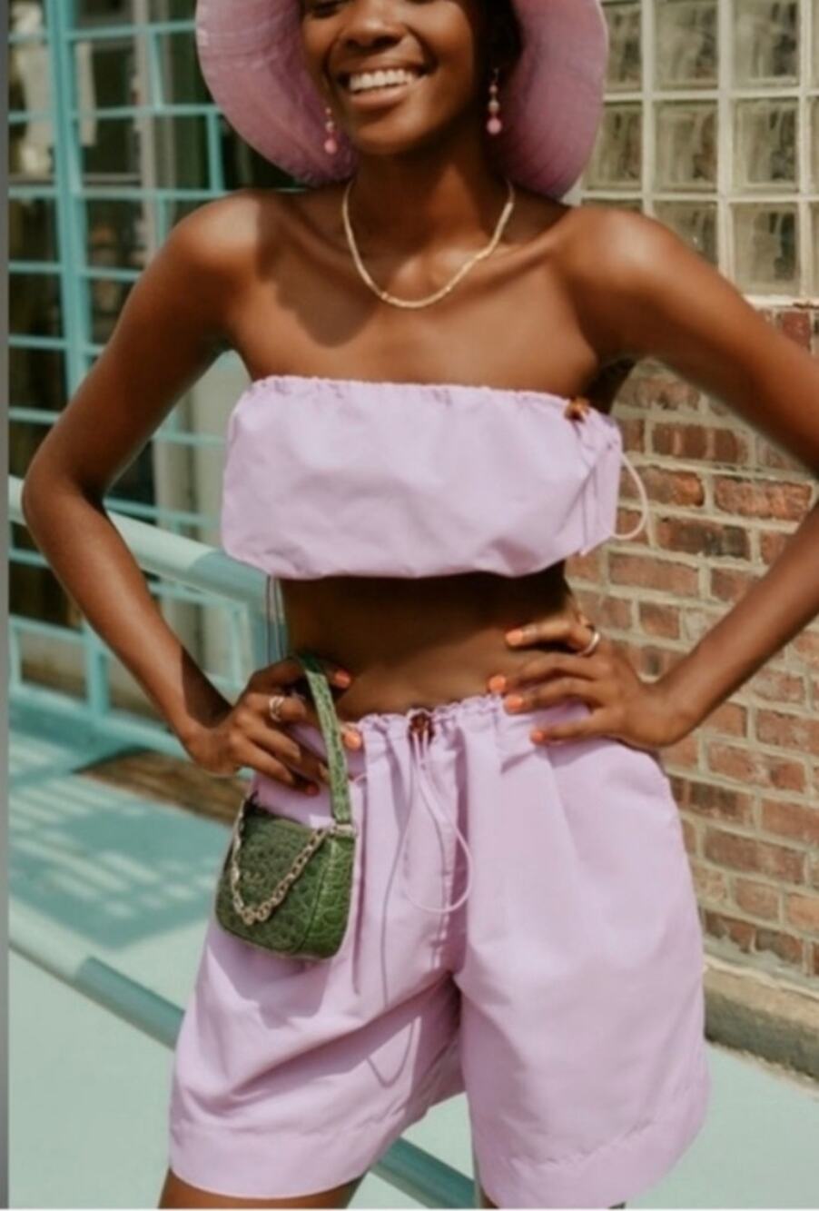 STAUD Purple Coconut Shorts NWT